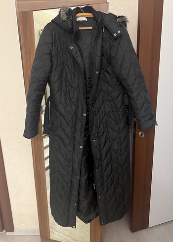 Kayra Siyah Uzun Kadın Kışlık Mont Kürklü - Görsel 2