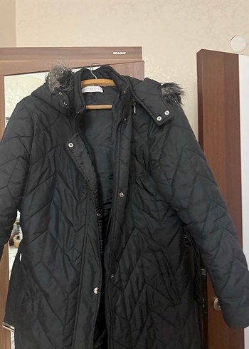 Kayra Siyah Uzun Kadın Kışlık Mont Kürklü - Görsel 3
