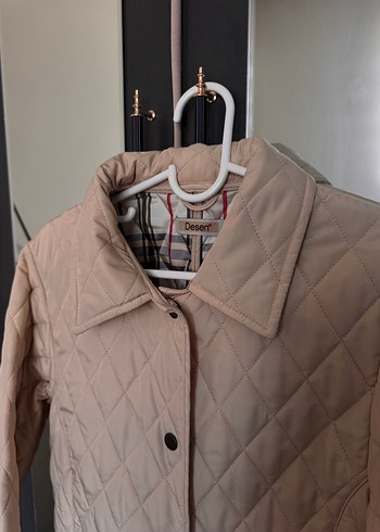 Bej Düğmeli Kadın Ceket Midi Boy Pamuk - Görsel 2