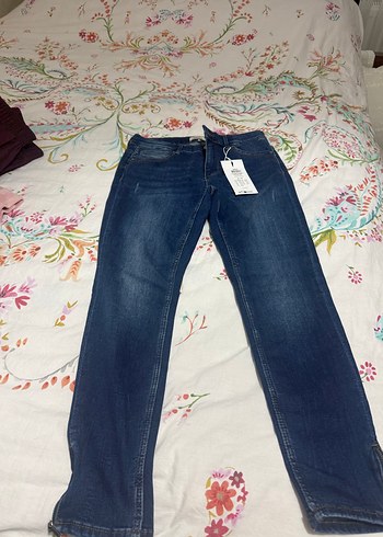 Only Mavi Bağlamalı Desenli Rahat Kesim Kadın Kot - Görsel 5