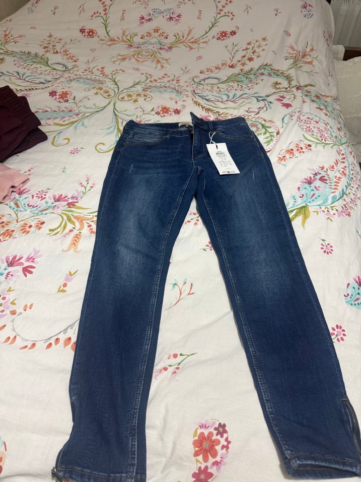 Only Mavi Bağlamalı Desenli Rahat Kesim Kadın Kot - Görsel 5