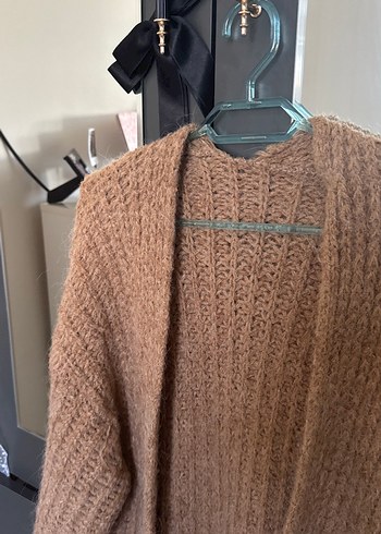 Kadın Kahverengi Örgü Salaş Hırka - Görsel 2