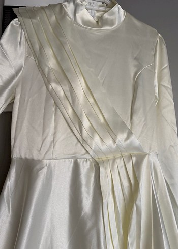 Uzun Kollu Beyaz Vintage A Kesim Gelinlik - Görsel 3