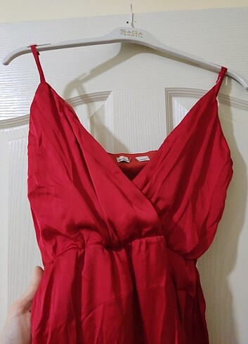 Kırmızı saten midi elbise  - Görsel 6