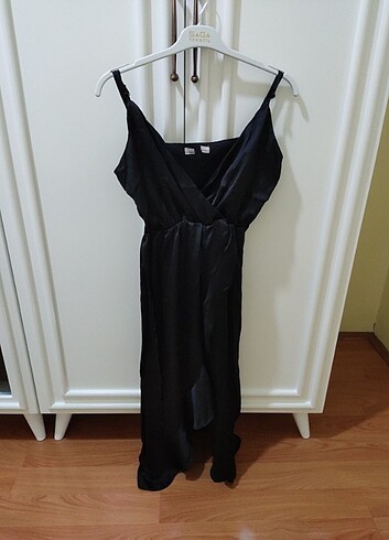 Siyah saten elbise  - Görsel 3