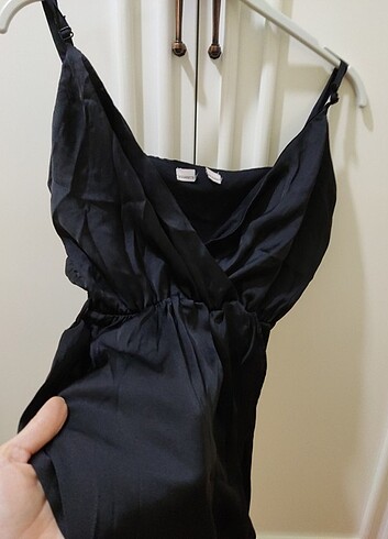 Siyah saten elbise  - Görsel 4
