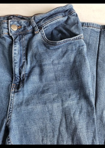 diğer Beden Tokalı Mavi Kadın Denim Pantolon