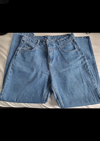Geniş Kesim Mavi Midi Kot Pantolon