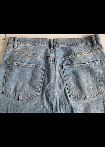 diğer Beden Düğmeli Mavi Kadın Denim Jean
