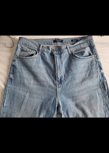 Düğmeli Mavi Kadın Denim Jean