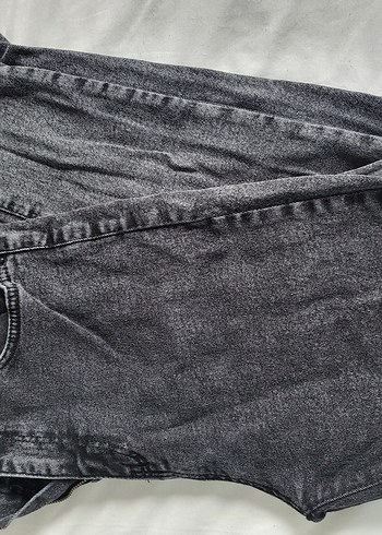 30 Beden Gri Düğmeli Kadın Kot Pantolon