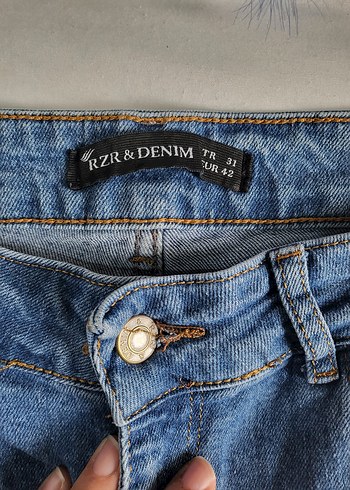 42 Beden Gri Tonlu Mavi Rahat Kesim Kadın Denim Pantolon