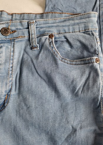 Diğer Düğmeli Mavi Denim Kadın Pantolon