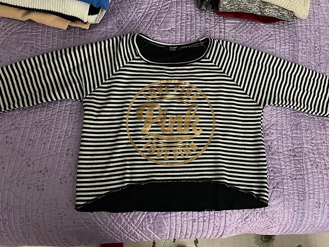 Çizgili Crop kazak