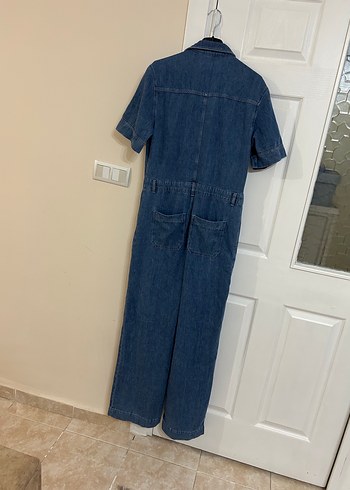 Colin's Düğmeli Kısa Kollu Lacivert Denim Tulum