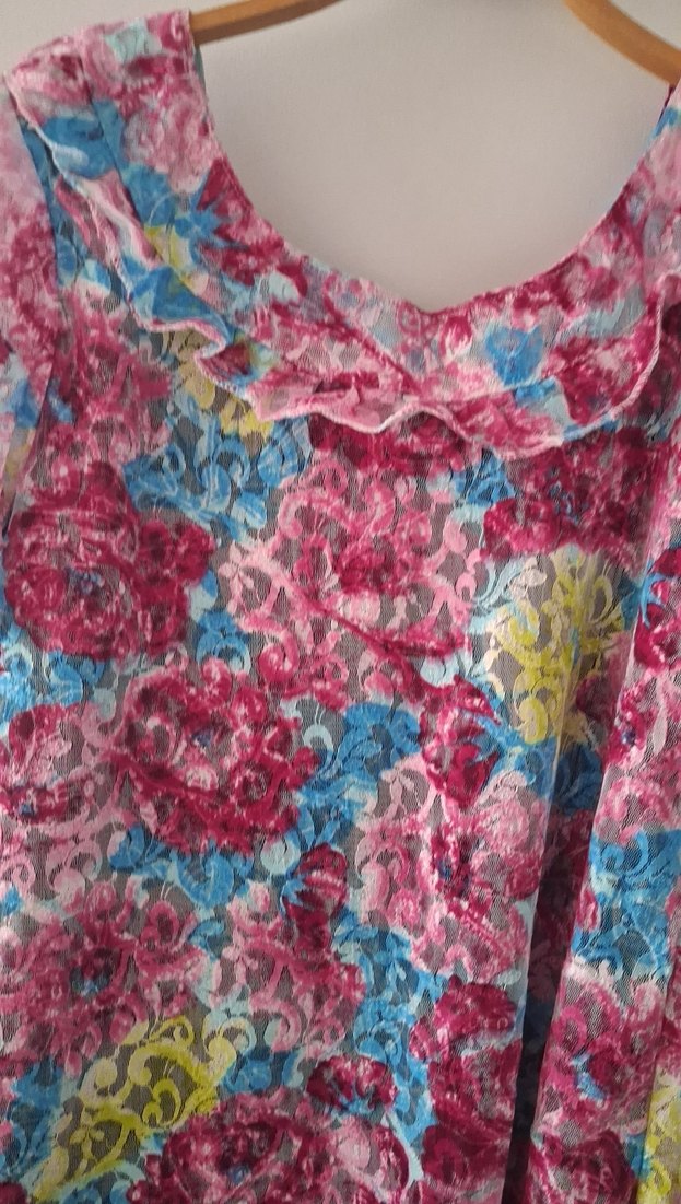 çok renkli dantel elbise kendinden astarlı L beden - Görsel 2