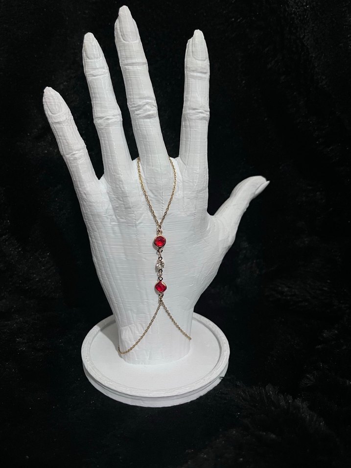 Kırmızı Boncuklu Bohem El Zinciri - Görsel 3