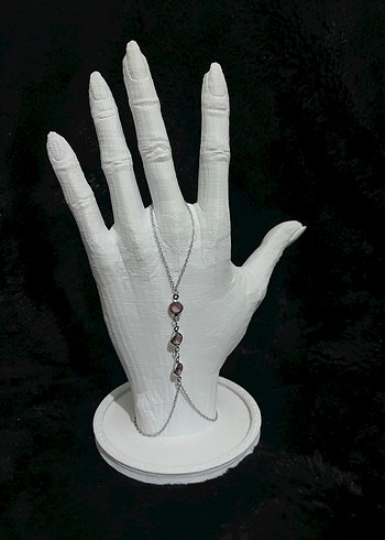 Gri Boncuklu Yılan Desenli Kadın El Zinciri - Görsel 2