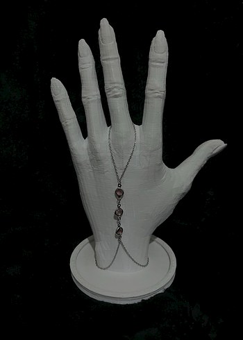 Gri Boncuklu Yılan Desenli Kadın El Zinciri - Görsel 3