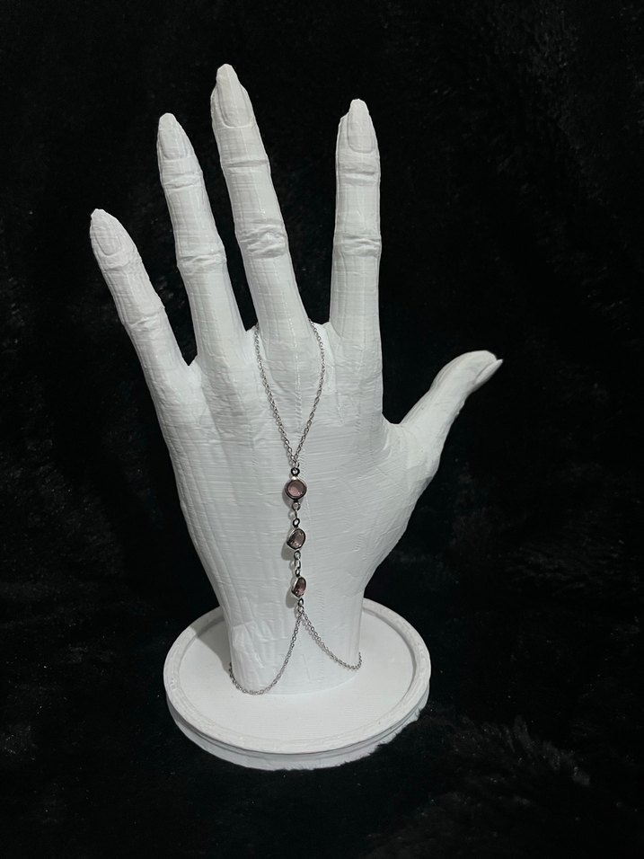 Gri Boncuklu Yılan Desenli Kadın El Zinciri - Görsel 2