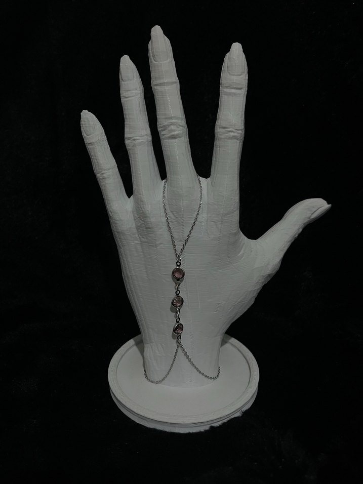 Gri Boncuklu Yılan Desenli Kadın El Zinciri - Görsel 3