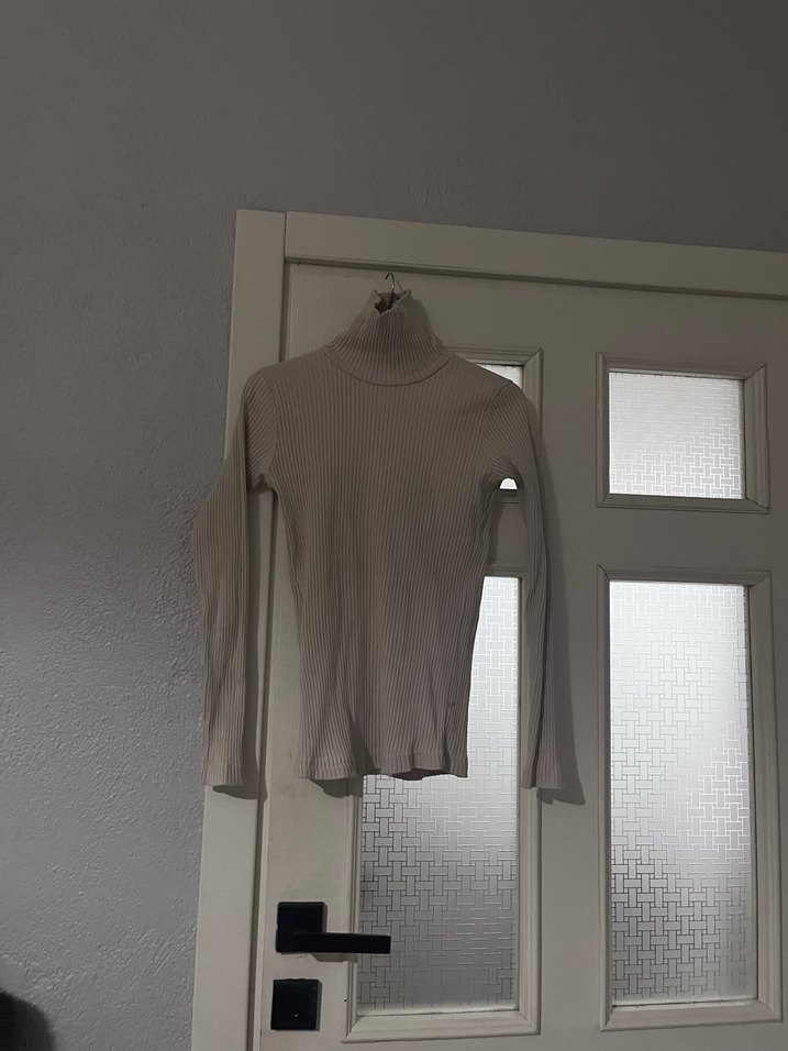 Bej İnce Fitilli Balıkçı Yaka Kadın Kazak - Görsel 3