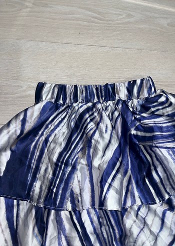 Kadın Mavi Gri Uzun Fırfırlı Etek - Görsel 2