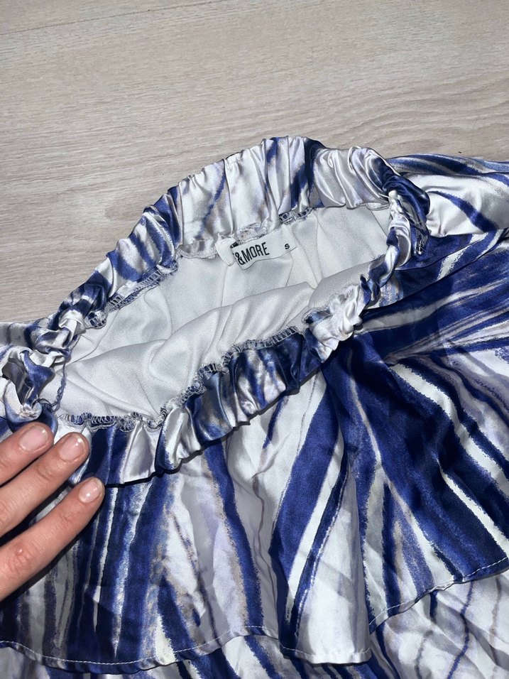 Kadın Mavi Gri Uzun Fırfırlı Etek - Görsel 3