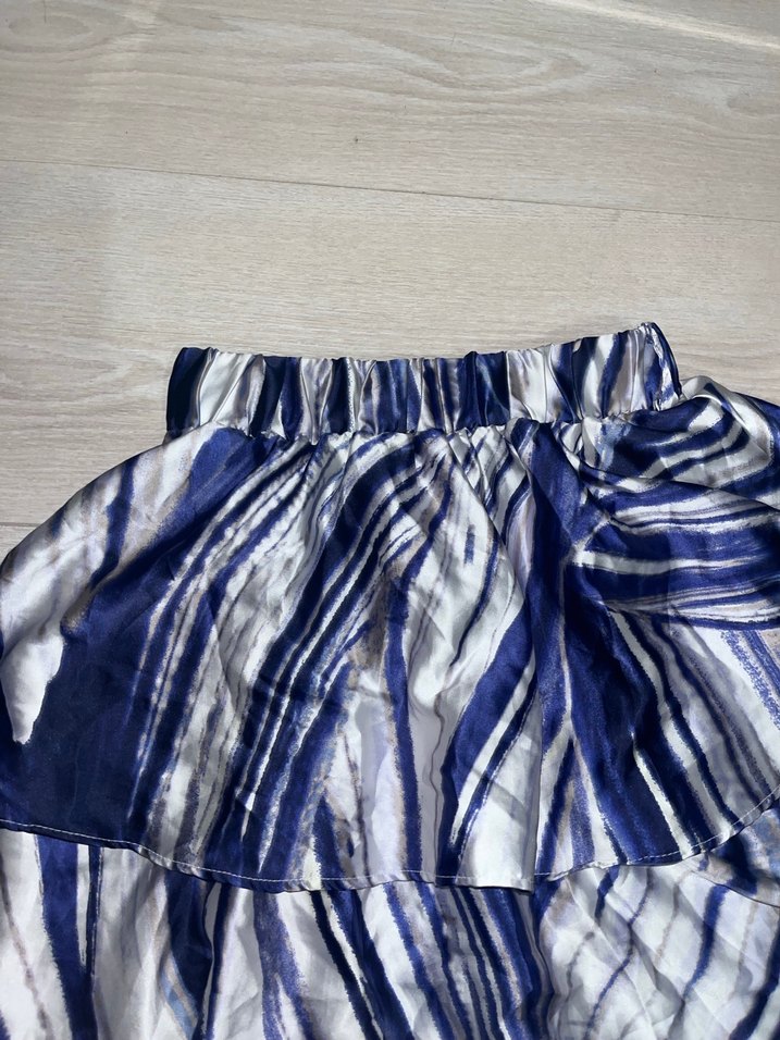 Kadın Mavi Gri Uzun Fırfırlı Etek - Görsel 2