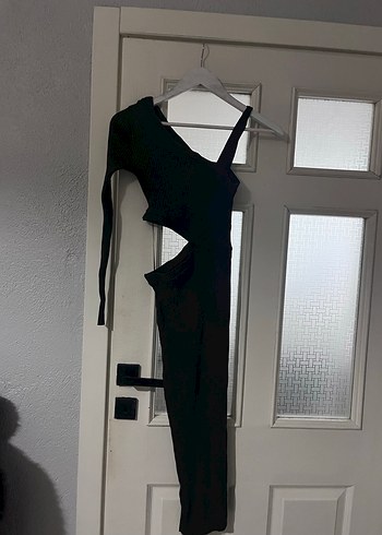 Siyah Tek Kollu Uzun Elbise - Görsel 2