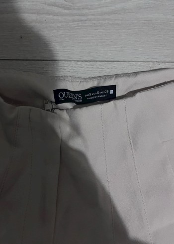 Bej Keten Kadın Pantolon Midi Boy Rahat Kesim - Görsel 3