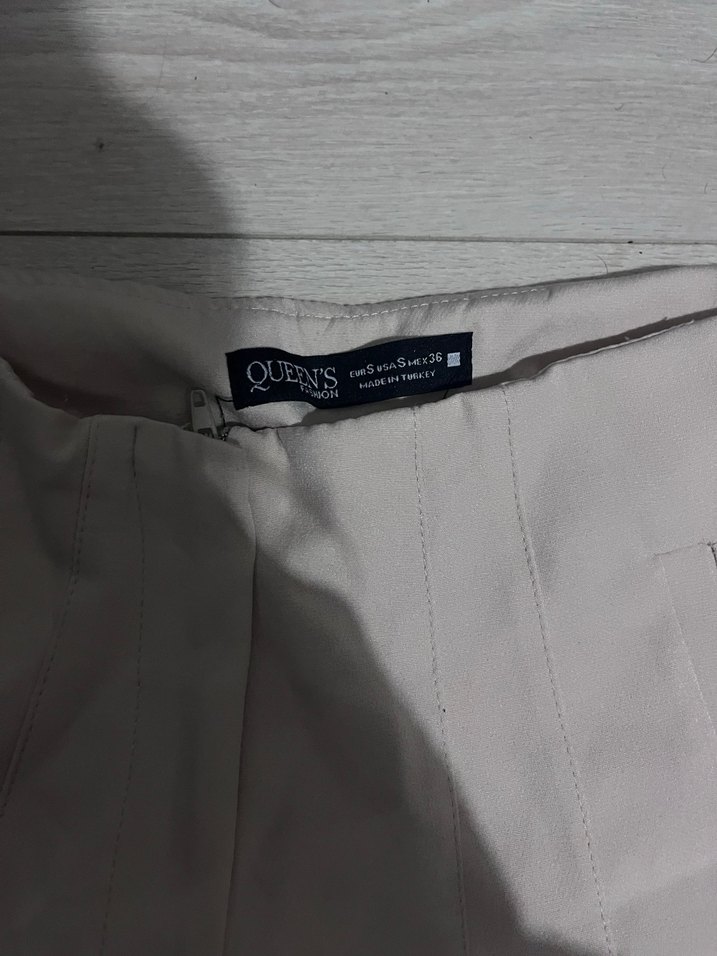 Bej Keten Kadın Pantolon Midi Boy Rahat Kesim - Görsel 3