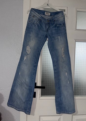 Gri Mavi Kadın Salaş Paça Kot Pantolon - Görsel 3