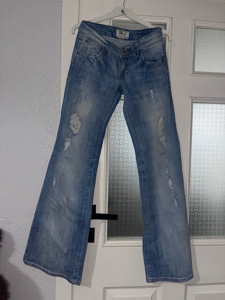 Gri Mavi Kadın Salaş Paça Kot Pantolon - Görsel 2