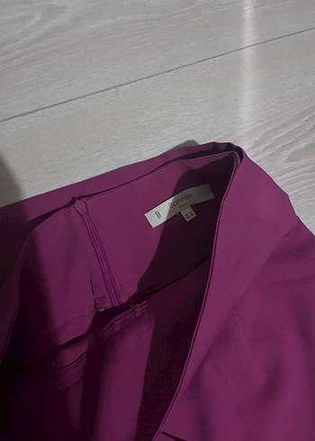 Mor Midi Drapeli Kadın Kalem Etek - Görsel 2