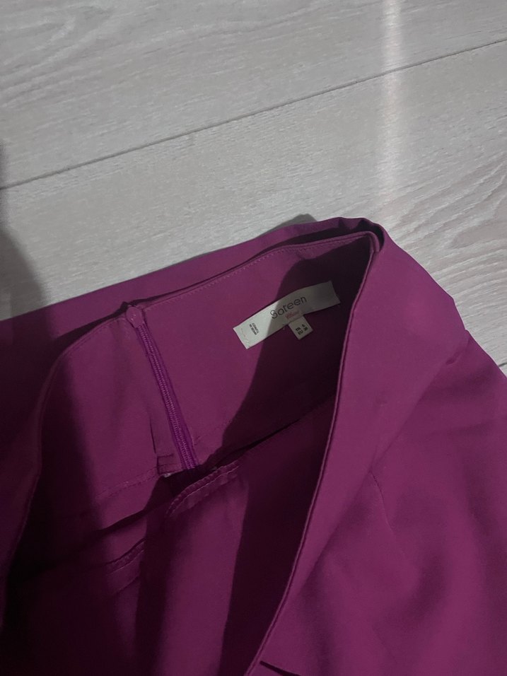 Mor Midi Drapeli Kadın Kalem Etek - Görsel 2