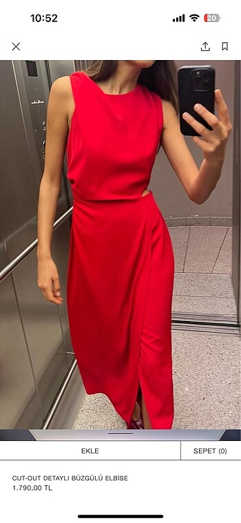 xs Beden Zara Kırmızı Elbise