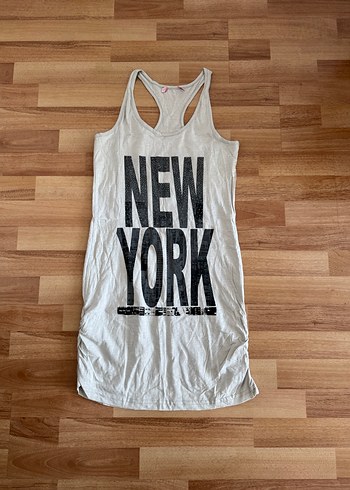 Gri Baskılı Pamuklu Kadın mini elbise - Görsel 5