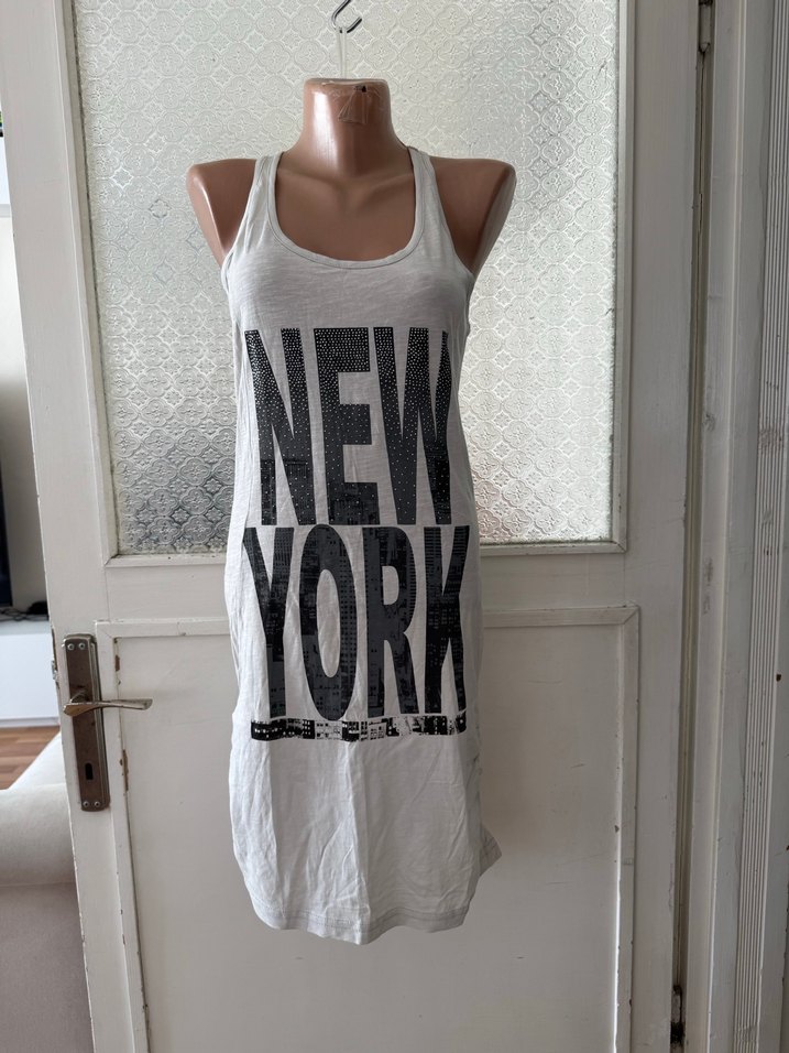 Gri Baskılı Pamuklu Kadın mini elbise - Görsel 3