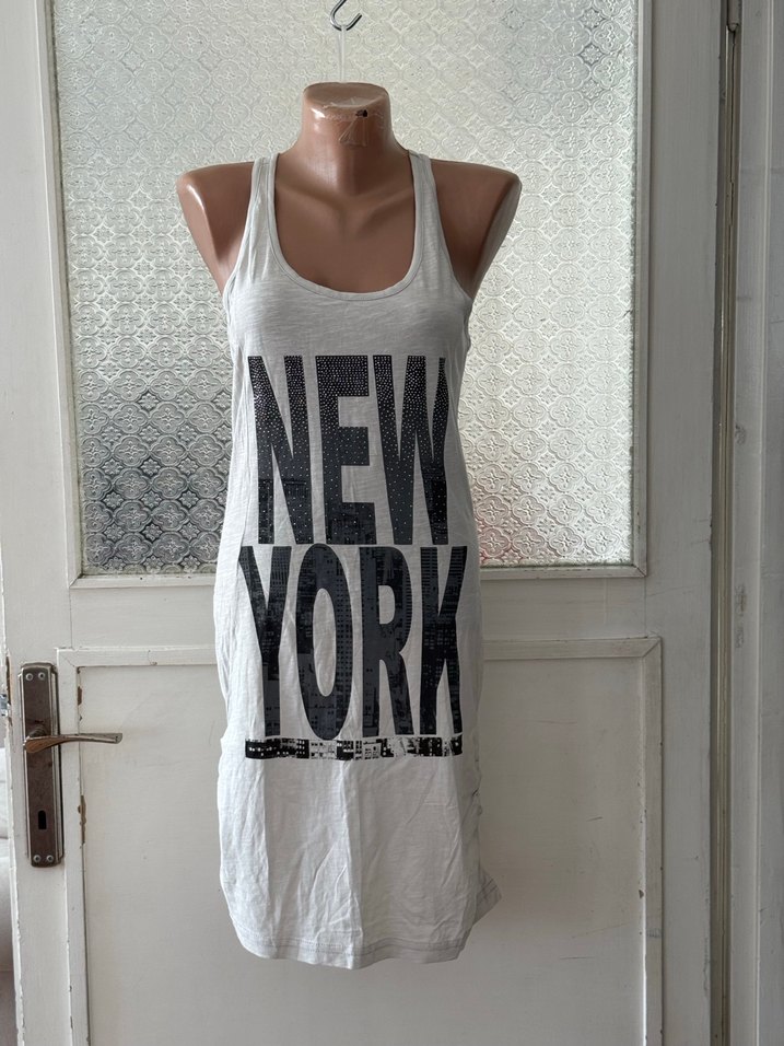 Gri Baskılı Pamuklu Kadın mini elbise - Görsel 4