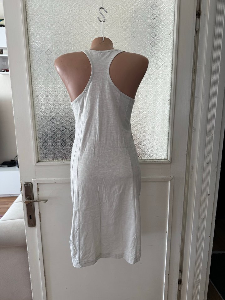 Gri Baskılı Pamuklu Kadın mini elbise - Görsel 2