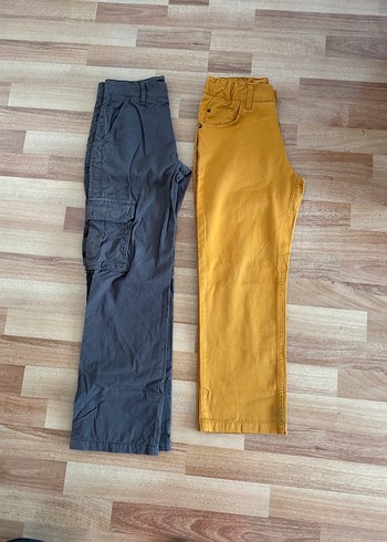 9 Yaş Beden 8/10 yaş Erkek Çocuk Regular Fit Sarı ve Gri Pantolon