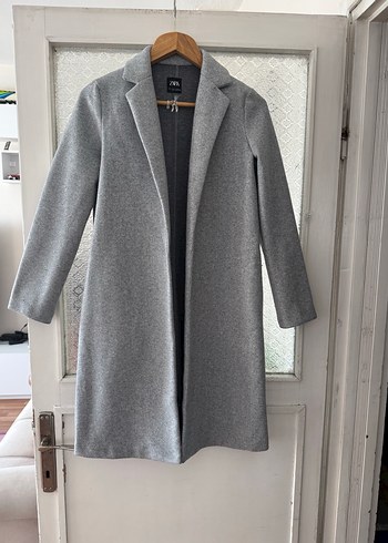 Zara 34/36 beden Gri Uzun Klasik astarsız Kaban