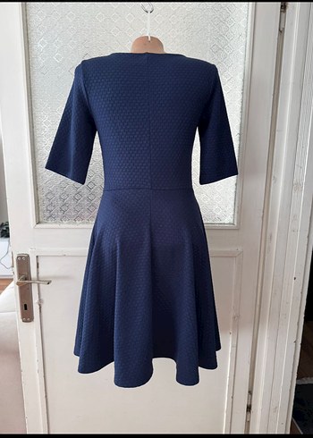 Lacivert Kısa Kollu Midi Elbise - Görsel 4