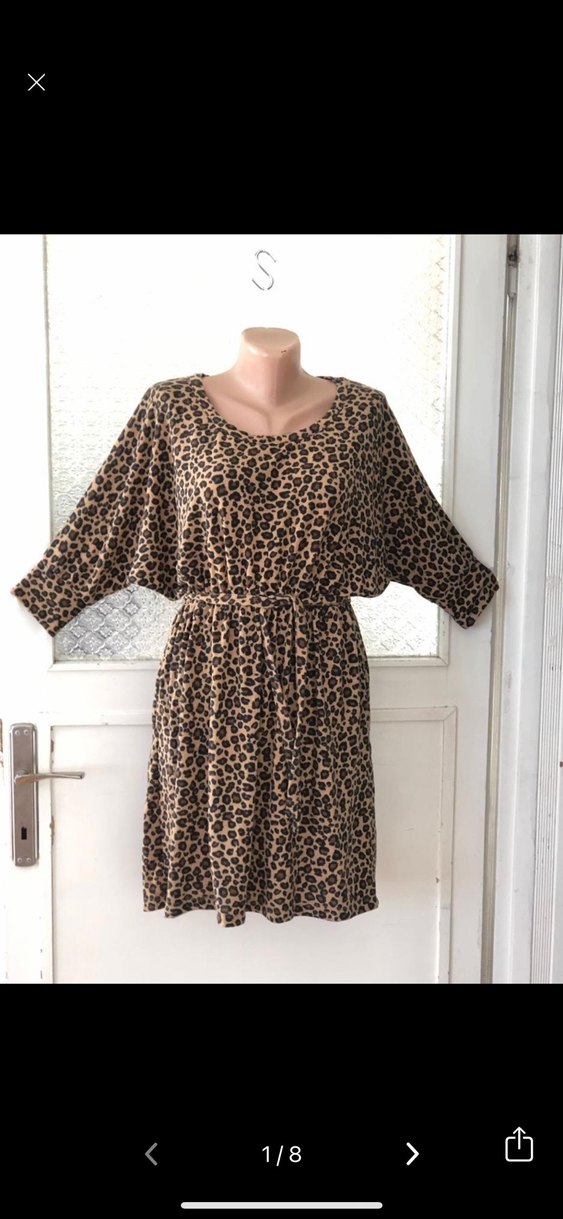 Bohem Leopar Desenli Kemerli Midi Elbise - Görsel 2