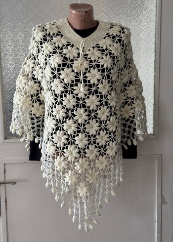 Bohem Örgü Panço -krem - Görsel 5