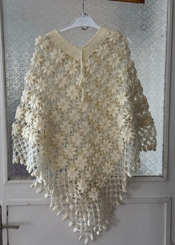 Bohem Örgü Panço -krem - Görsel 8