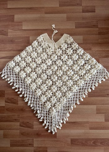 Bohem Örgü Panço -krem - Görsel 9