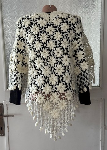 Bohem Örgü Panço -krem - Görsel 4