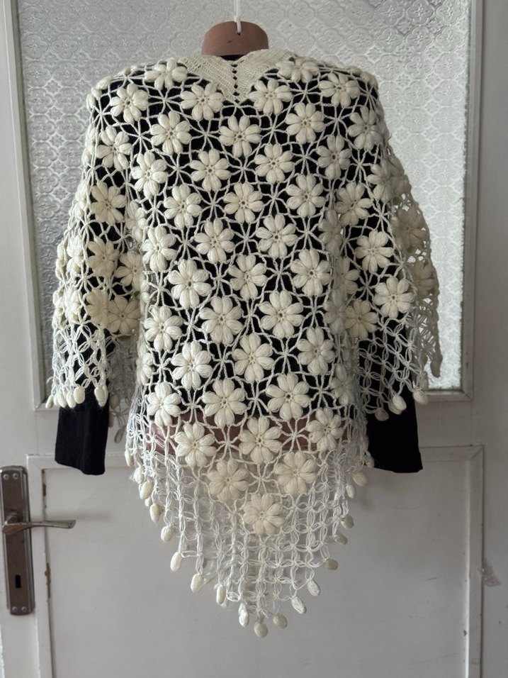 Bohem Örgü Panço -krem - Görsel 4